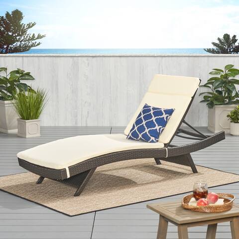 Toscana Outdoor Brown Wicker Adjustable Chaise Lounge with Cushion by Christopher Knight Home