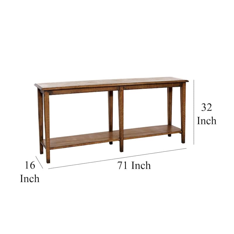 Dox Sofa Console Table, Shelf, Reclaimed Pine, Antique Brown, 71 Inch