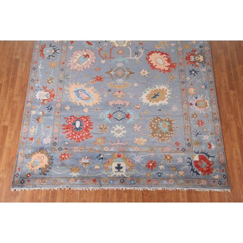 Blue Oushak Oriental Area Rug Handmade Bedroom Wool Carpet - 8'0" x 9'9"