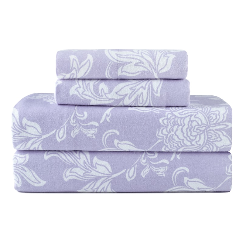 Pointehaven Printed Cotton 180 GSM Deep Pocket Oversized Brushed Flannel Sheet Set