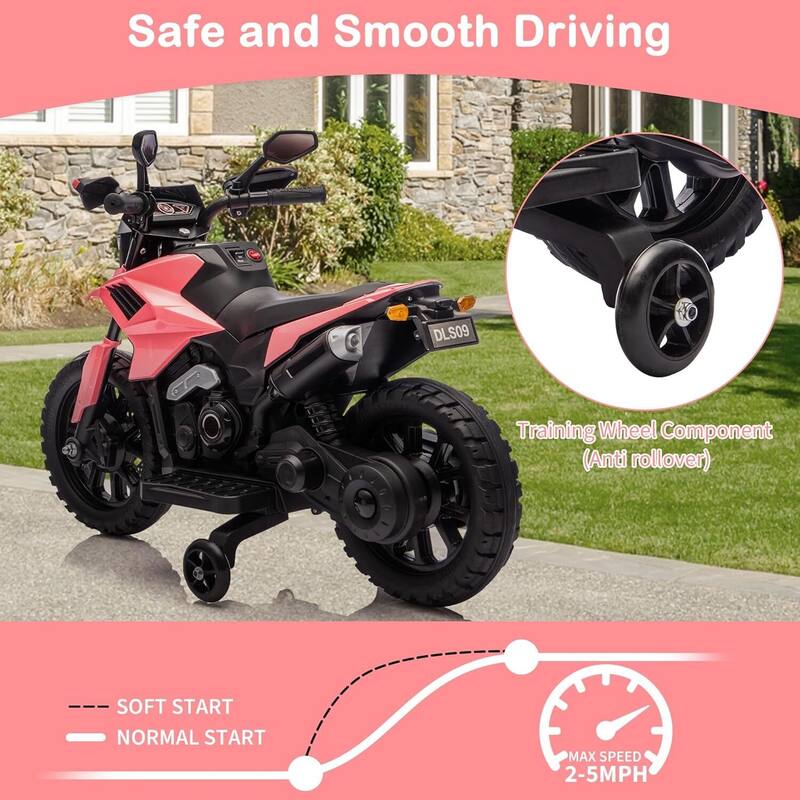 6v Motorcycle for Kids, Ride on Motorcycle with Traning Wheels for Best Kids Gift, Black