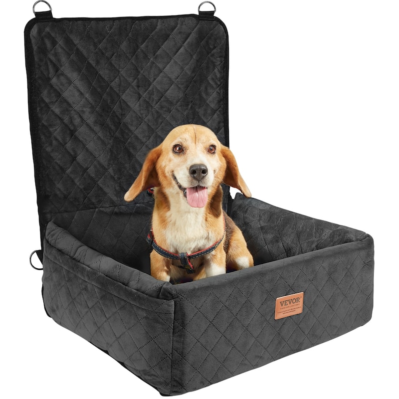 Dog Car Seat, Dog Booster Seat for Car with Side Handles and A Storage Pocket - 40lbs capacity, Black