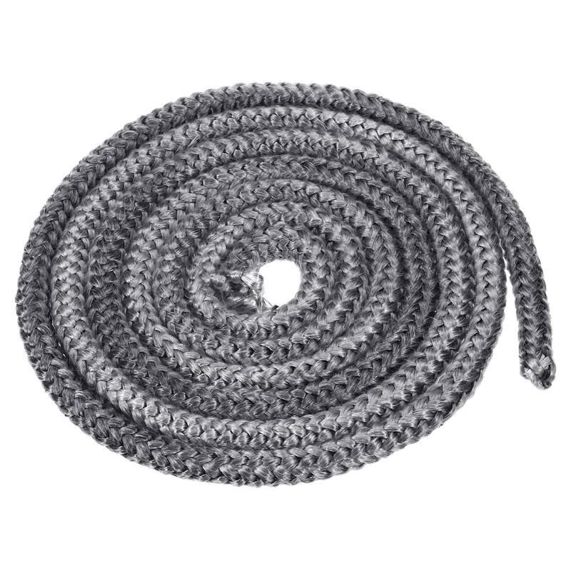 6.57ftx0.39inch Fiberglass Fiber Rope Round Braided Rope Gasket Seal Black