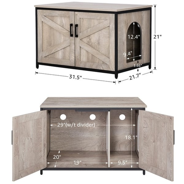 unipaws Cat Litter Box Enclosure with Top Opening, Cat Washroom Bench