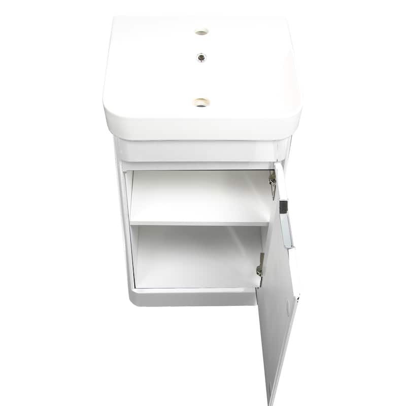 Highpoint Collection White Glossy Modern Floor Vanity Single Door