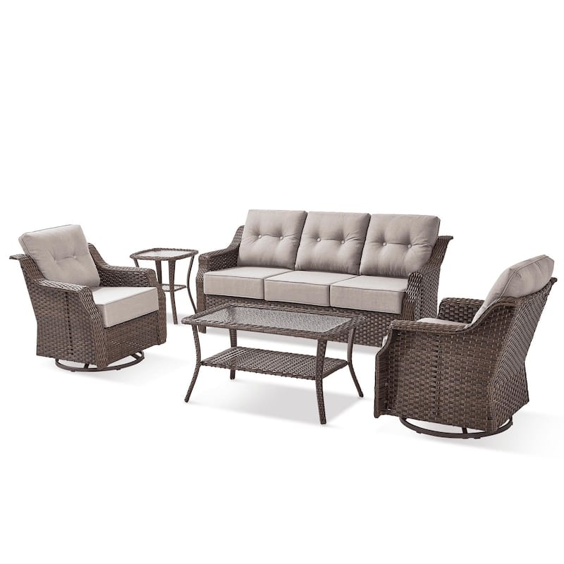 5PCS Outdoor Sofa Glider Chair with Table