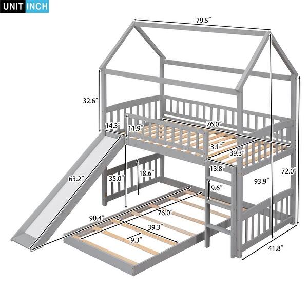Nestfair Twin Over Twin Solid Wood Bunk Bed with Slide - Bed Bath ...