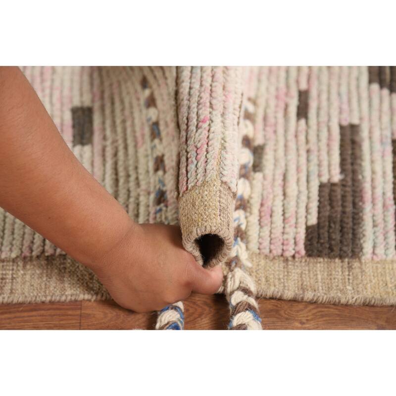 Abstract Moroccan Modern Area Rug Handmade Wool Carpet - 8'0" x 11'11"