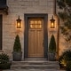 preview thumbnail 3 of 8, 21"H 1-Light Black Outdoor Wall Lantern with Ripple Glass for Porch Patio Entryway