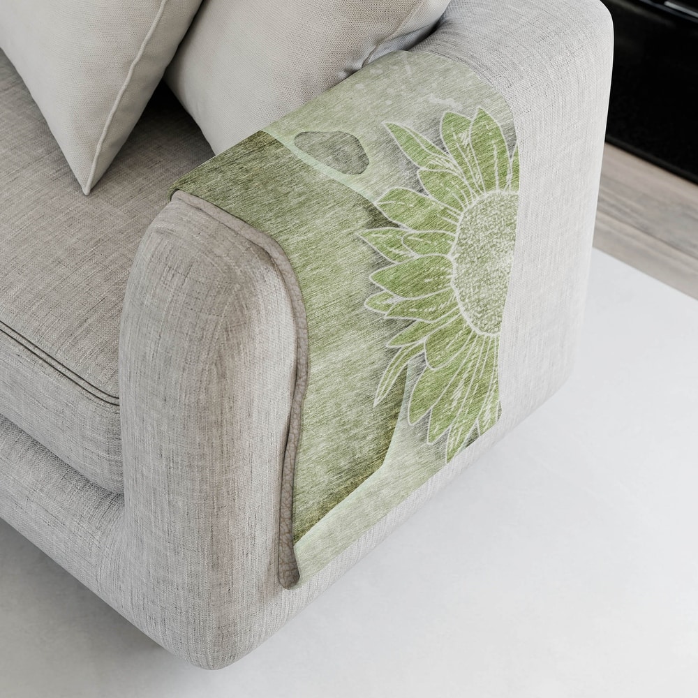 Premium Machine Washable Abstract Floral Sherpa Throw Blanket