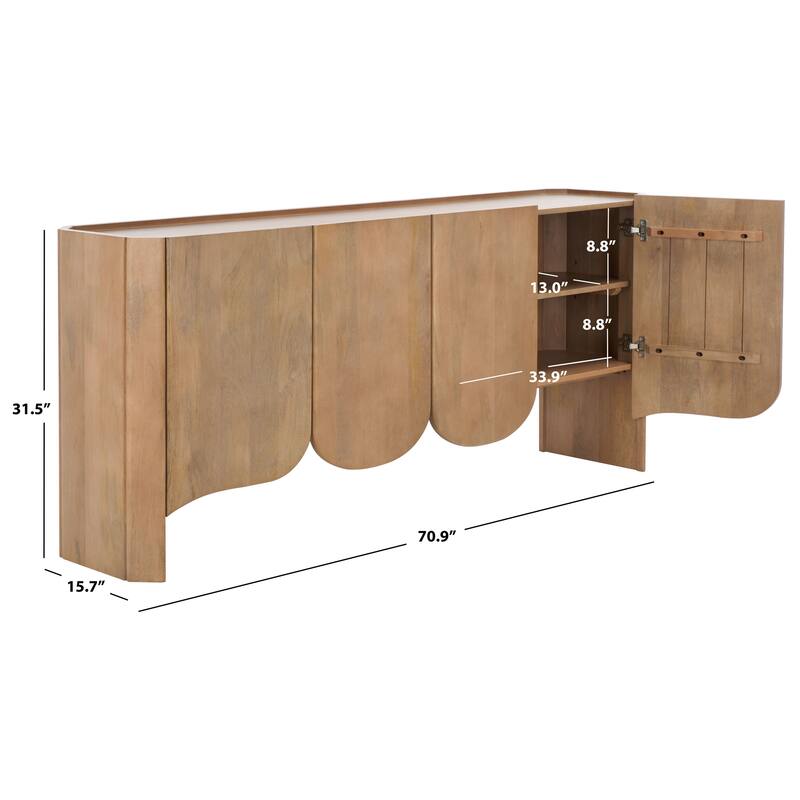 SAFAVIEH Couture Howie 4-Door Wood Sideboard - 71"W x 16"D x 32"H