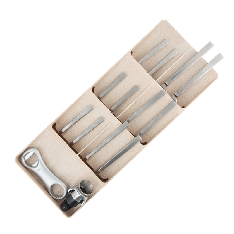 Kitchen Details 7 Compartment Cutlery Organizer in Natural - Brown - 15.7"x 6.2"x 1.75"