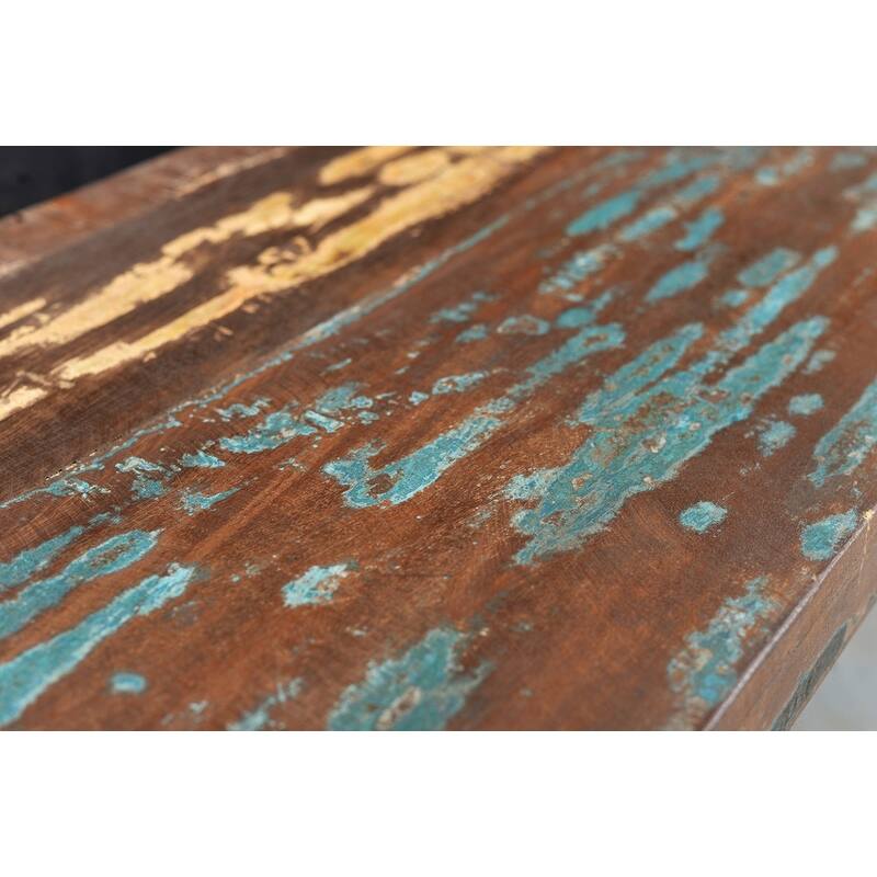 Handmade Old Wood Bench with Metal Legs (India)