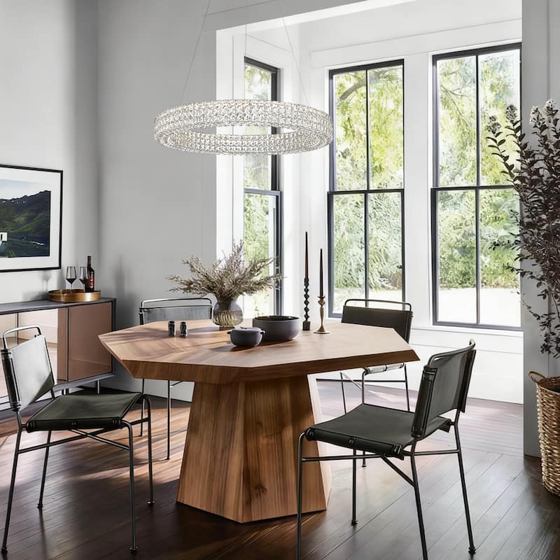 Modern Dimmable LED Crystal Drum Chandelier Glam Ring Lights