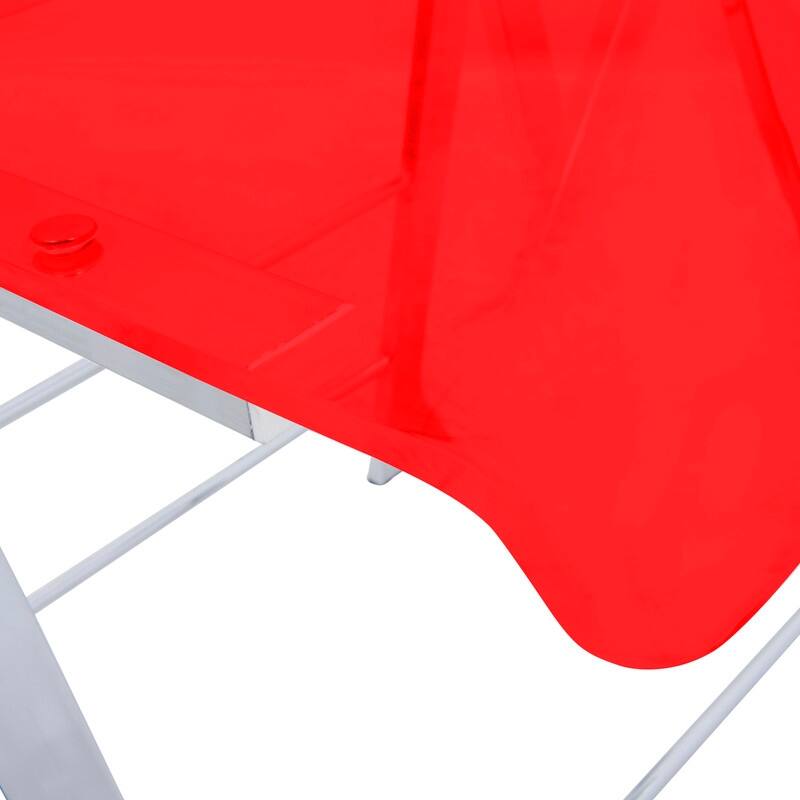 Menno Modern Acrylic Folding Dining Chairs with Stainless Steel Frames and Rubber Pads (Set of 2)