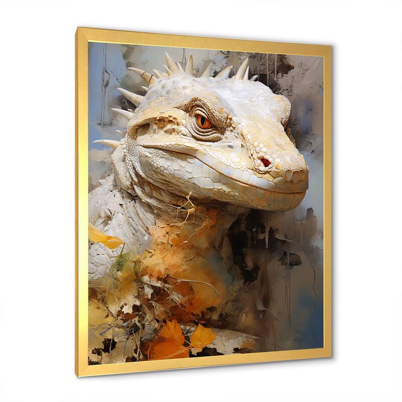 Designart "Curious Reptile Amphibian I" Reptile/Amphibian Framed Canvas Wall Art