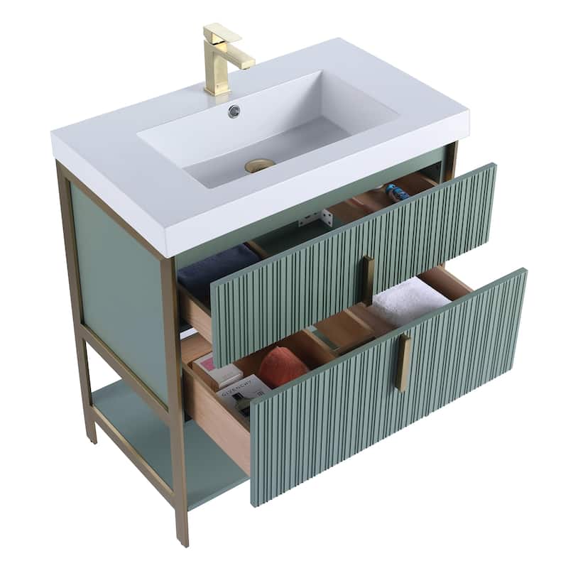 Fine Fixtures Serenity Modern Bathroom Vanity with White Gel Acrylic Top