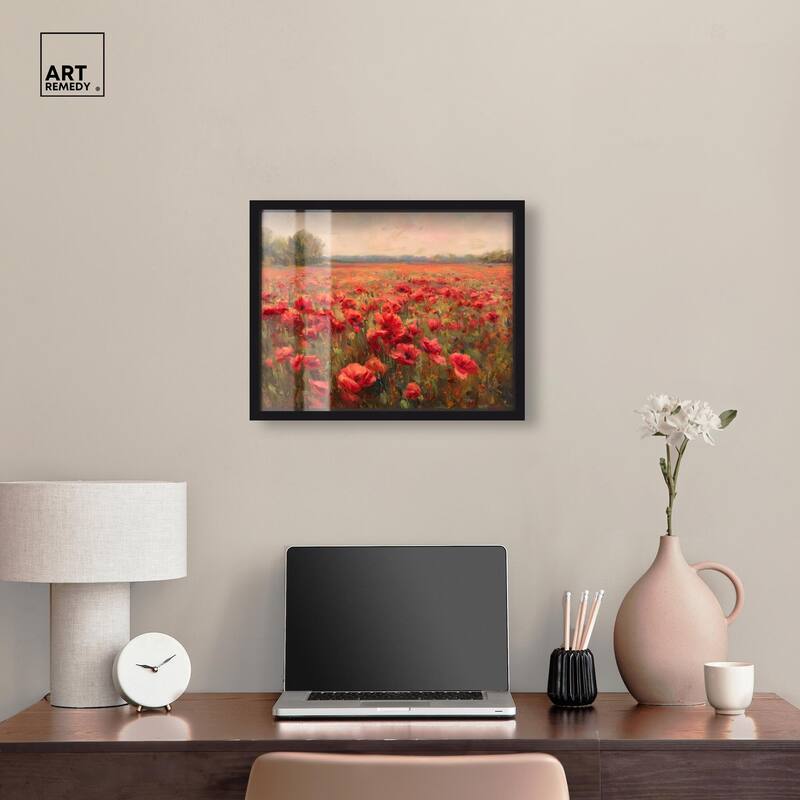 Sea of Red Poppies II Shadowbox by Art Remedy