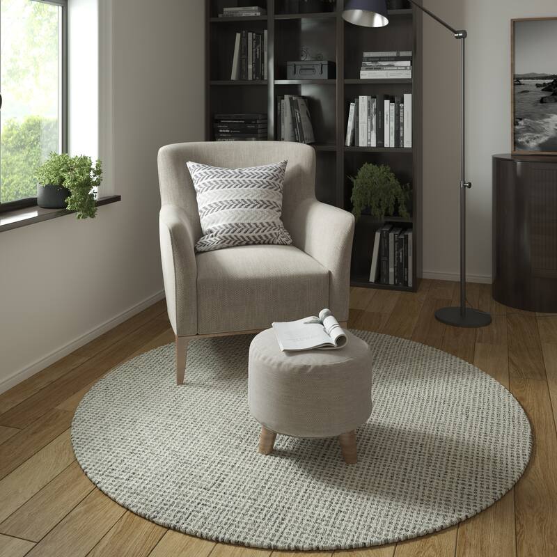 Noah Contemporary Geometric Wool Indoor Area Rug by Sevita - 8' x 8' - Grey/Ivory