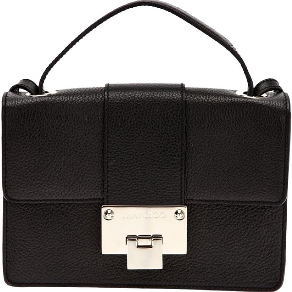 Jimmy Choo Black Grainy Calf Leather Cross Body Bag Silver Hardware OGRC|028. Opens flyout.