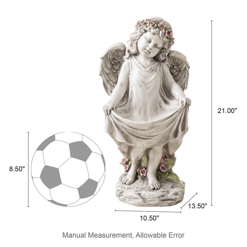 Glitzhome Sleeping Angel MGO Garden Statue for Outdoor Indoor Coastal Sculpture