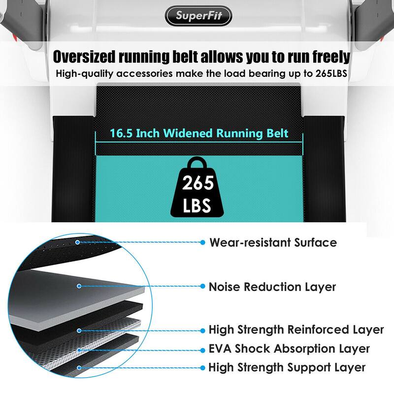 SuperFit 2.25HP Folding Electric Motorized Treadmill w/ Speaker - 55.9" x 30.5" x 49.5"