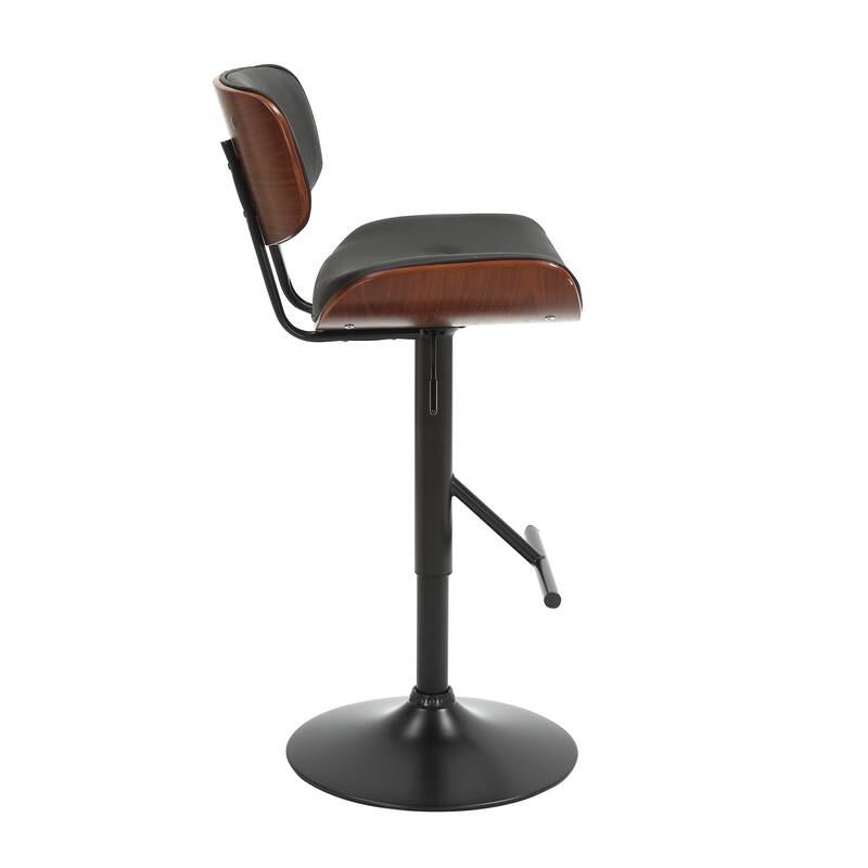 Porthos Home Cian Swivel Height Adjustable Faux Leather Mid-Century Bar Stool