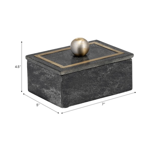 dimension image slide 2 of 4, Marble Decorative Storage Box with Lid and Gold Accent Handle