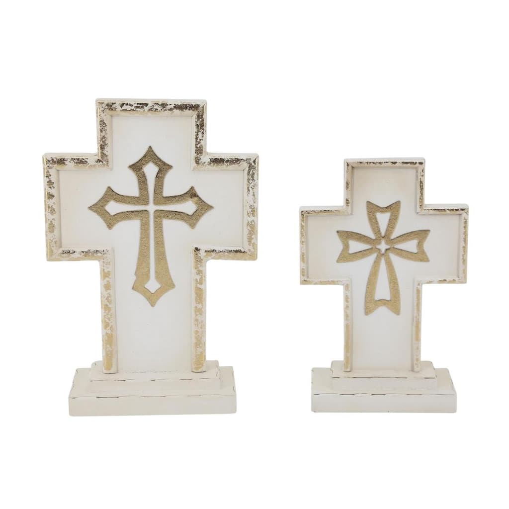 Transpac Wood/Metal Tabletop Cross Set of 2 Home Decorations Spring