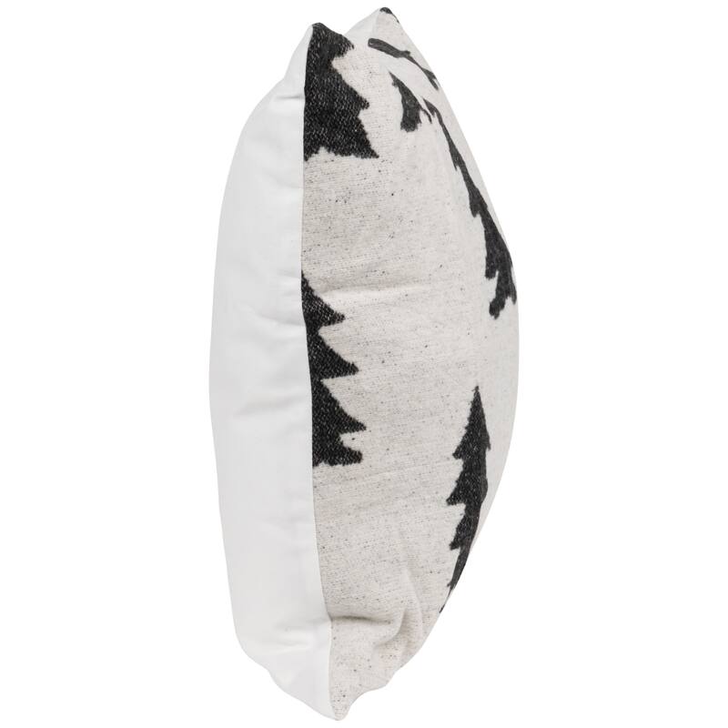 17" White and Black Forest Trees Worsted Christmas Square Throw Pillow
