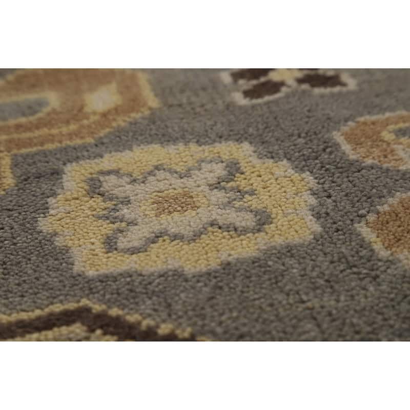 All-Over Oushak Indian Area Rug Hand-Knotted Wool Carpet - 8'1" x 9'11"