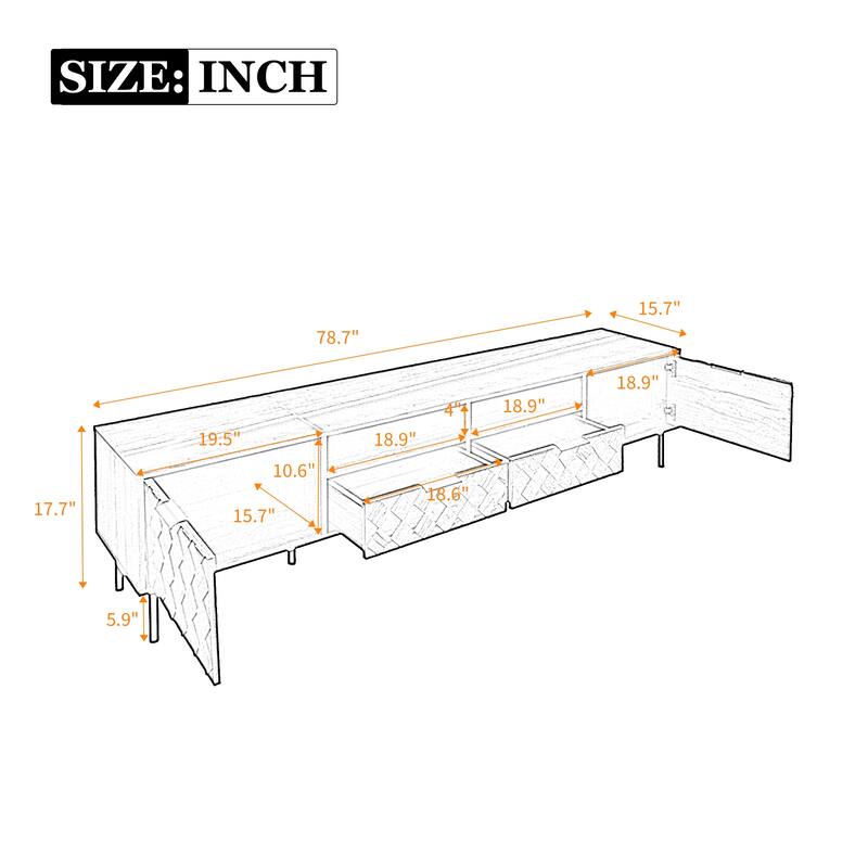 78 Inch Modern TV Stand for up to 85" TVs, with Closed Storage & Cable Management
