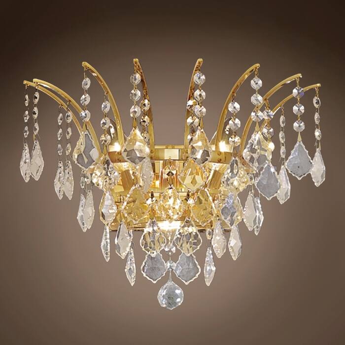 Flamingo Design 3 Light 16" Gold Wall Sconce With Clear European Crystals - 13.00