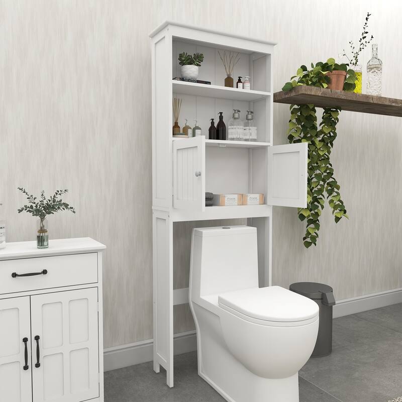 Over-the-toilet Bathroom Storage with 2-doors - 9.06 x 24.80 x 69.69