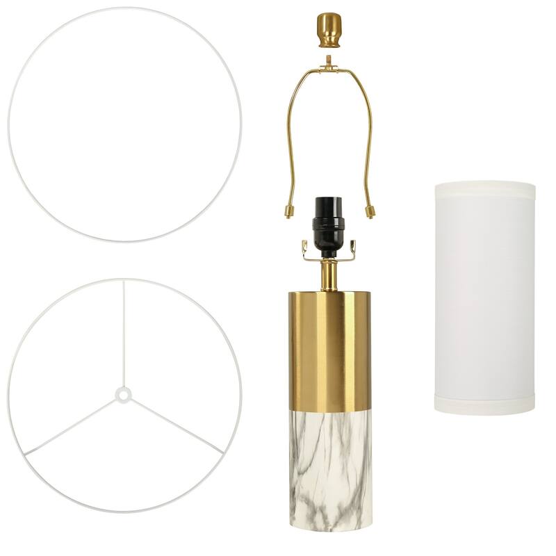 20" Modern Metal Marble Table Lamp, Bedroom Table Lamps Set of 2