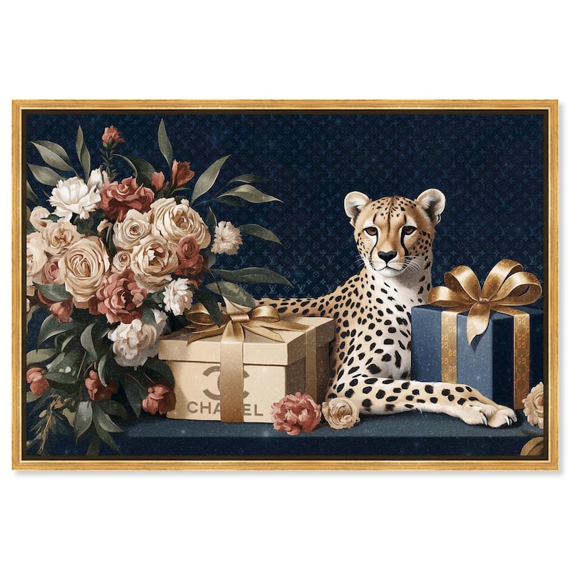 Cheetah Glam Gift Boxes Canvas by Art Remedy - Gold - 15" x 10"