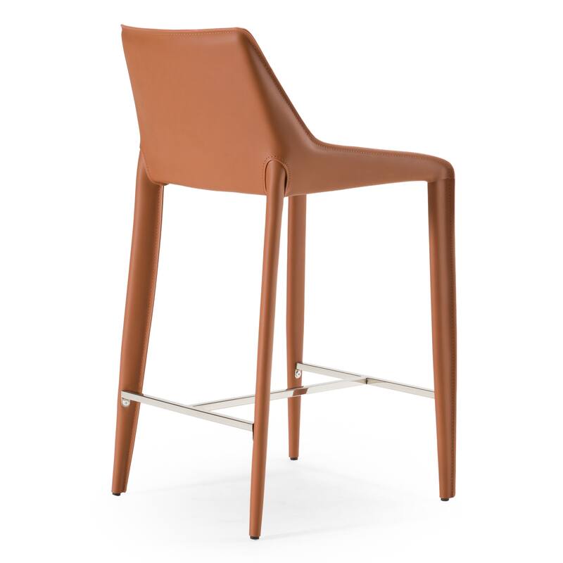 Modrest Halo Modern Cognac Saddle Leather Counter Stool