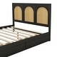 preview thumbnail 11 of 11, Queen Wood Platform Bed with Drawers and Rattan Headboard
