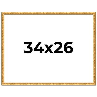 34x26 Frame Gold Real Wood Picture Frame Width 1 inches | Interior