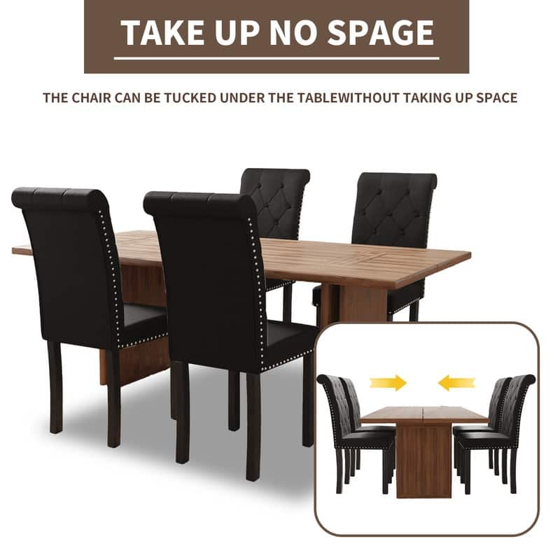 High-Back Tufted Nailhead Upholstered Dining Chairs (Set of 6)