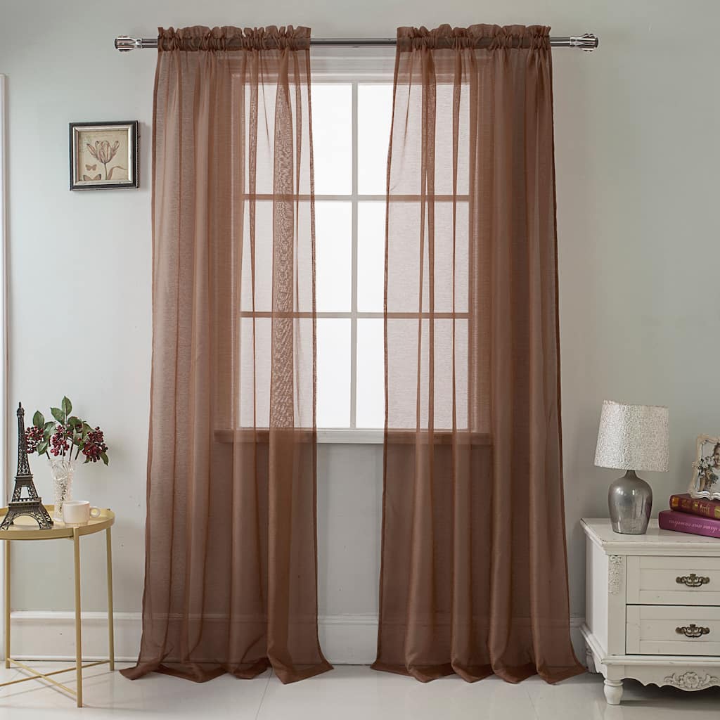 RT Designer Collection Celine Sheer 84 or 90-inch Rod Pocket Curtain Panel