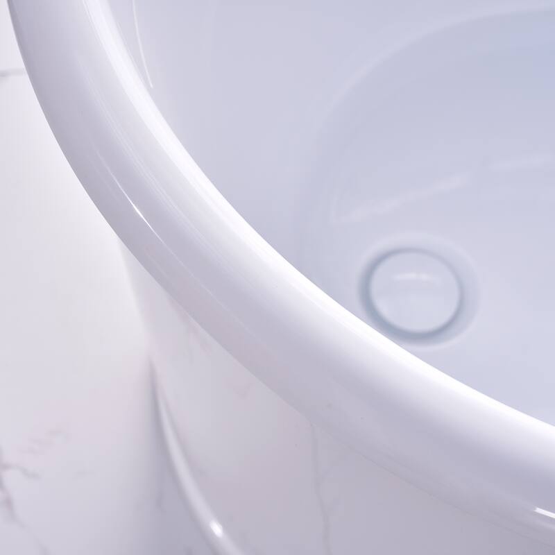 66'' W,68 GALLONS Freestanding Acrylic Soaking Bathtub With Drain And Overflow Holes