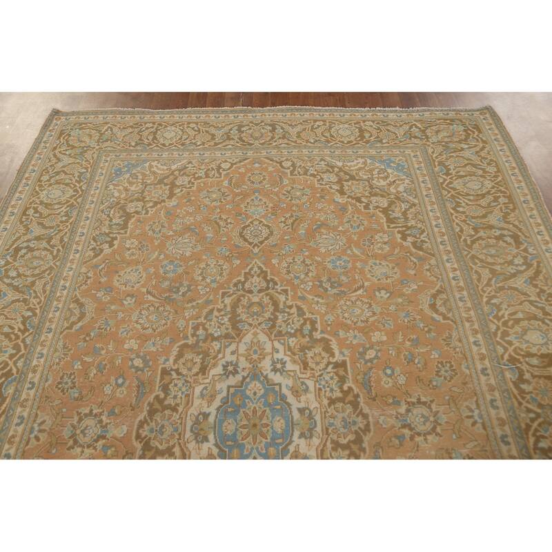 Traditional Kashan Persian Vintage Rug Handmade Wool Carpet - 6'6"x 9'6"