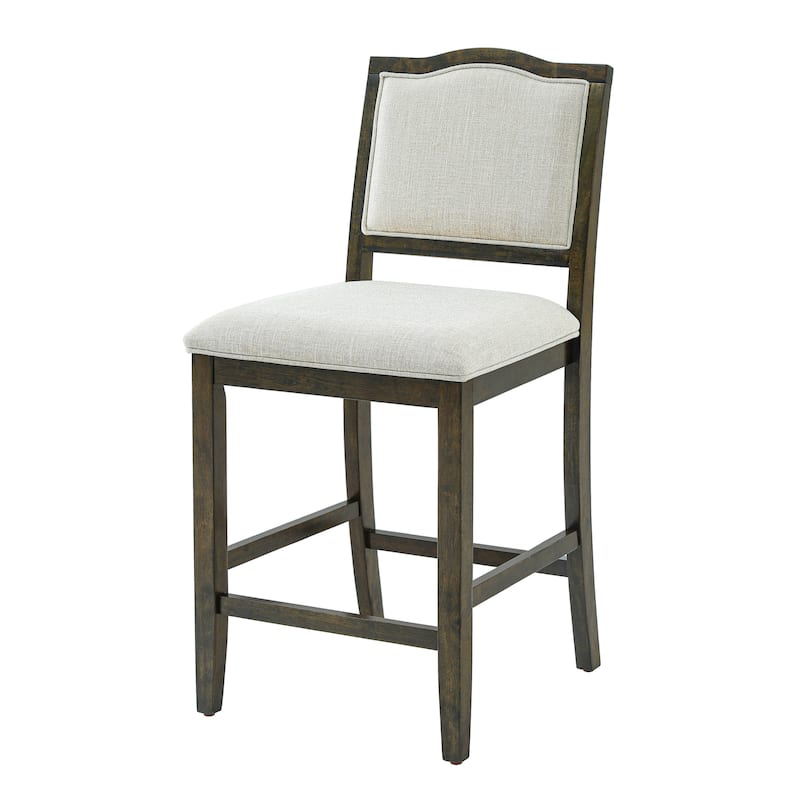 Counter Height Bar Stools Set of 2, Armless Bar Chair with Ergonomic Backrest and Rubber Wood Frame for Kitchen Island