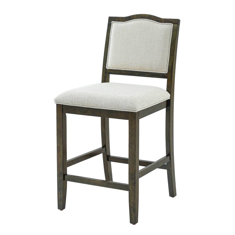 Counter Height Bar Stools Set of 2, Fabric Upholstered Kitchen Island Stools, Breakfast Bar Chairs with Ergonomic Backrest