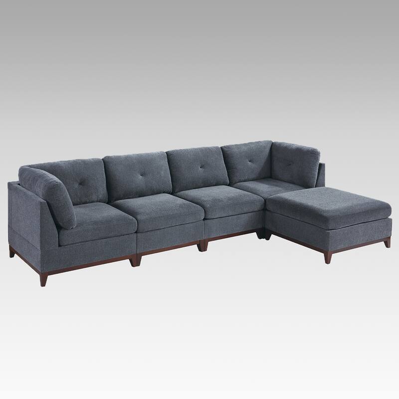 5 Piece Chenille Fabric Modular Sectional Sofa