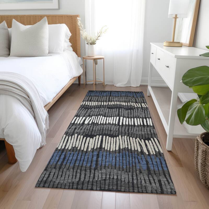 Machine Washable Indoor/ Outdoor Chantille Abstract Stripe Rug
