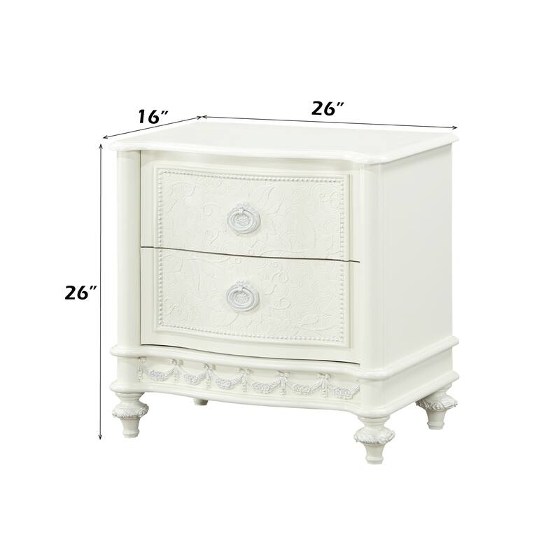 Dorothy Ivory Wood Finish Nightstand With 2 Drawers
