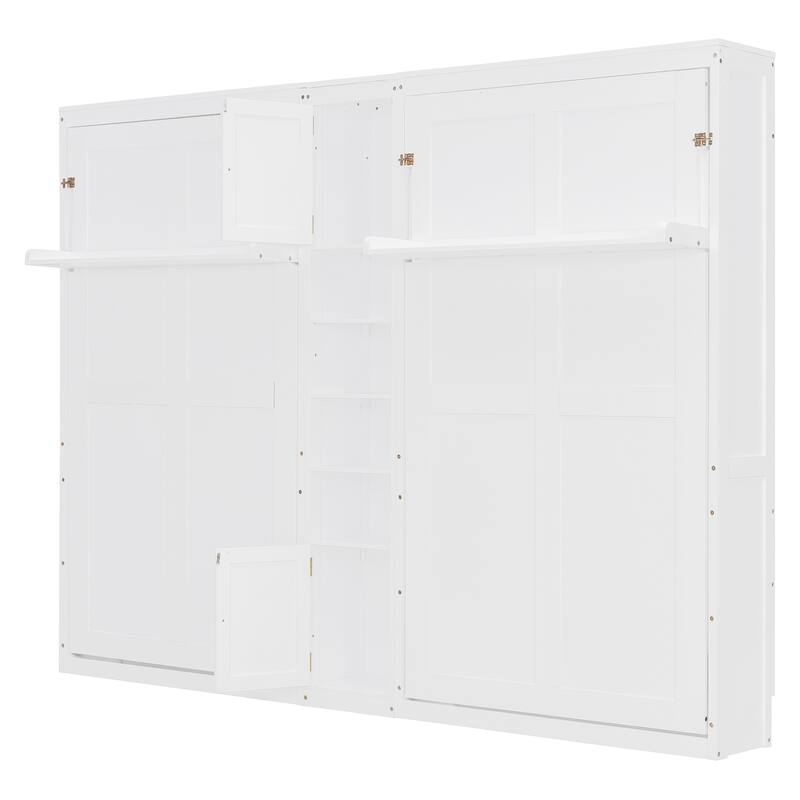 Roomfitters Twin Wall Murphy Bed System with Center Storage Shelves, Convertible Fold Down Sleeper Cabinet
