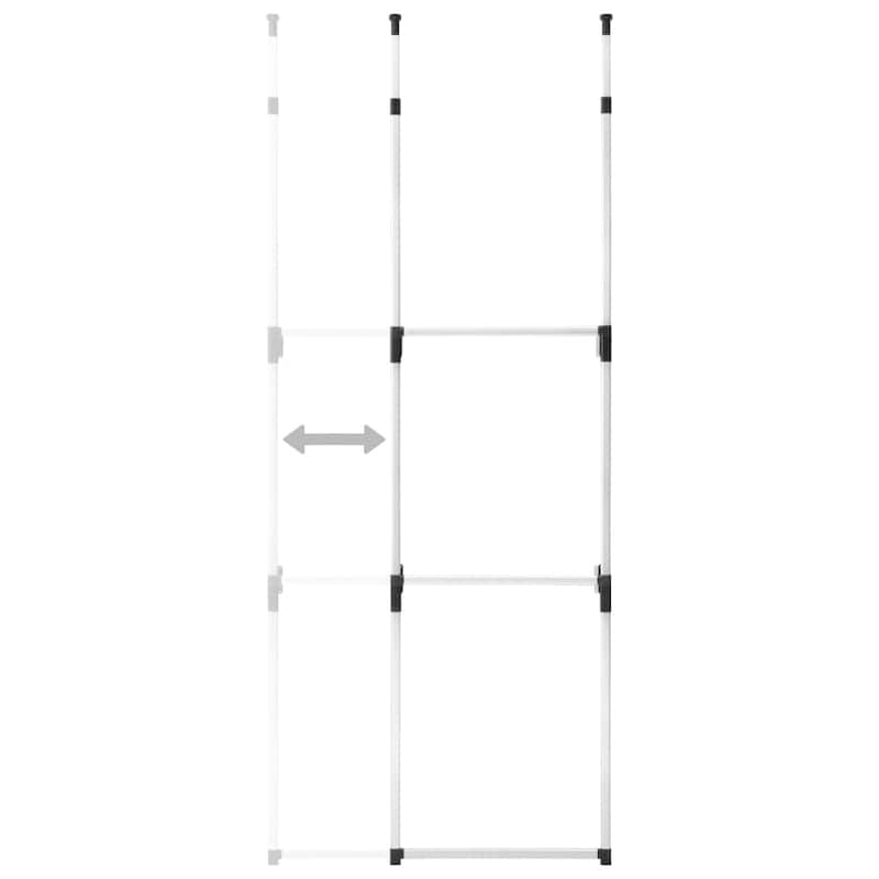 vidaXL Telescopic Wardrobe System with Rods Aluminum - 25.6"-43.3" x 11" x 98.4"-118.1"
